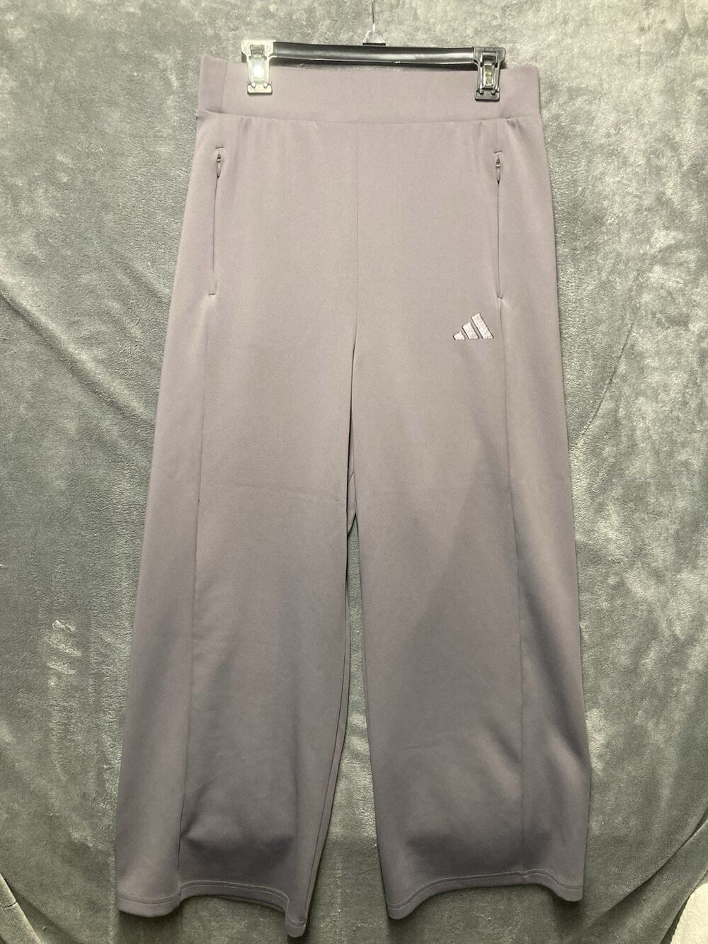Adidas ZNE Wide Leg Cropped Pants Womens Gray Lavender Zip Pockets Super Soft M